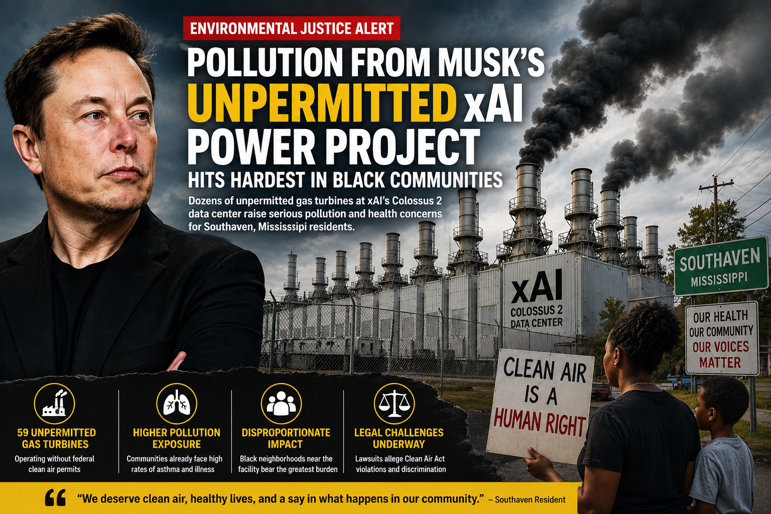 xAI Power Project Faces Pollution Scrutiny Over Unpermitted Gas Turbines Near Black Communities