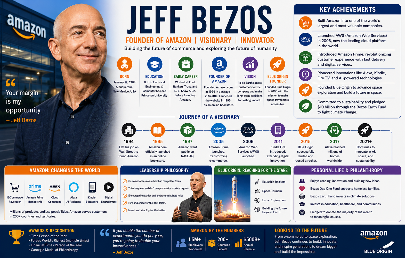 Jeff Bezos Biography: Amazon Founder, Blue Origin & Success Story